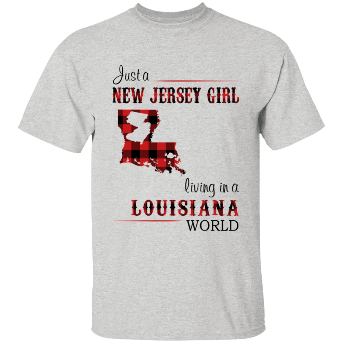 Just A New Jersey Girl Living In A Louisiana World T-shirt - T-shirt Born Live Plaid Red Teezalo