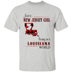 Just A New Jersey Girl Living In A Louisiana World T-shirt - T-shirt Born Live Plaid Red Teezalo