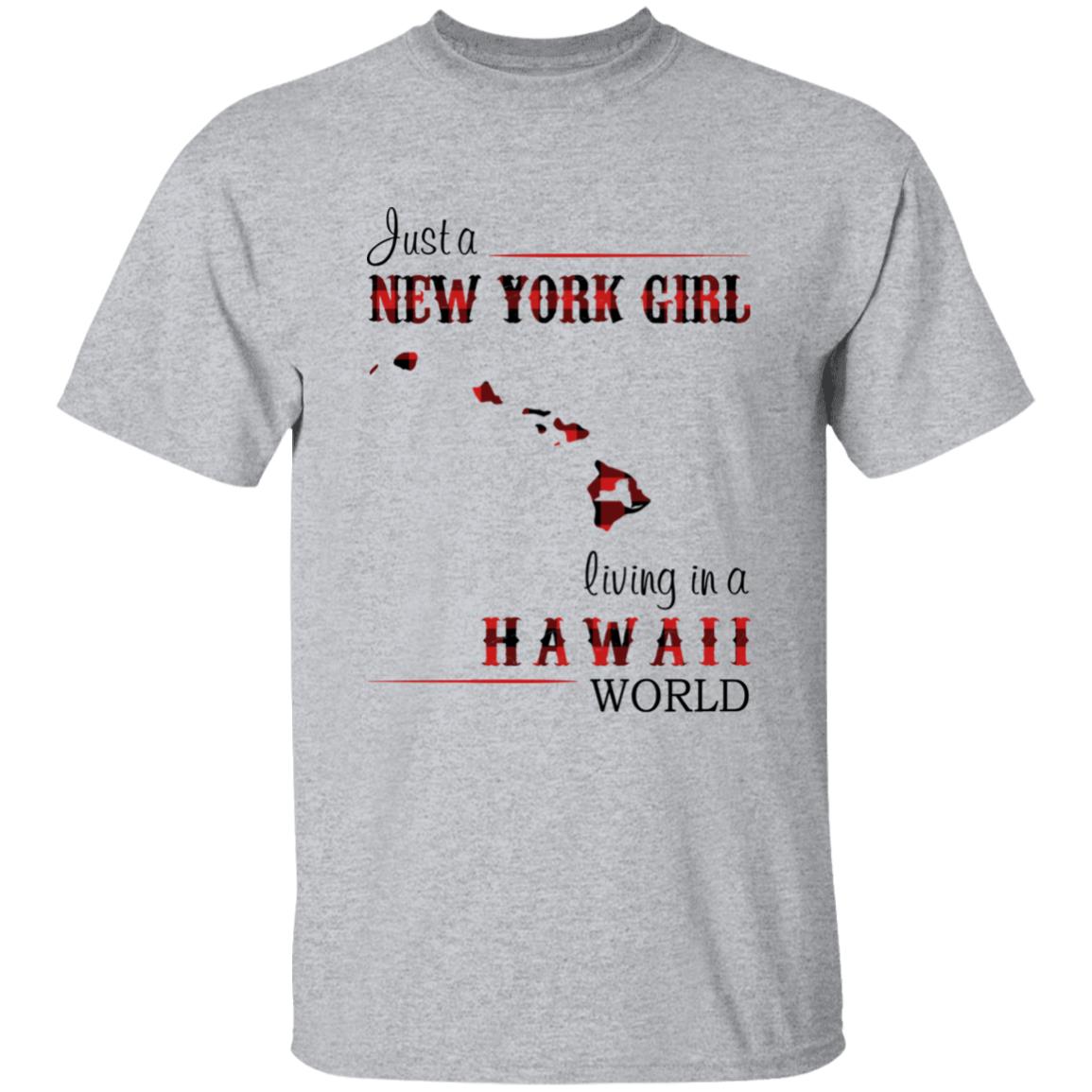 Just A New York Girl Living In A Hawaii World T-shirt - T-shirt Born Live Plaid Red Teezalo