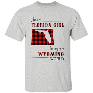 Just A Florida Girl Living In A Wyoming World T-shirt - T-shirt Born Live Plaid Red Teezalo