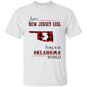 Just A New Jersey Girl Living In An Oklahoma World T-shirt - T-shirt Born Live Plaid Red Teezalo