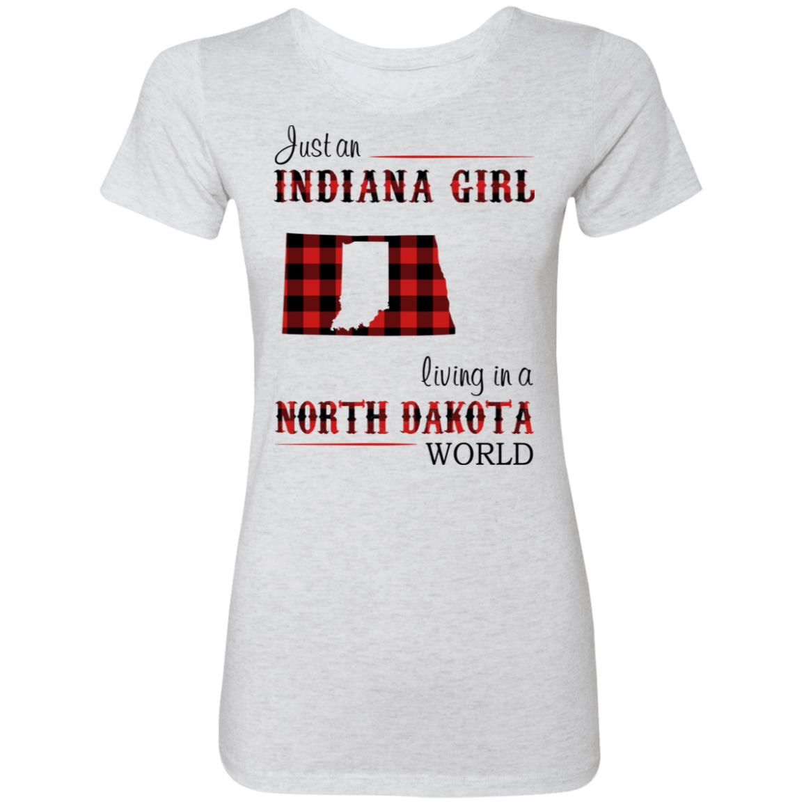 Just An Indiana Girl Living In A North Dakota World T-Shirt - T-shirt Born Live Plaid Red Teezalo