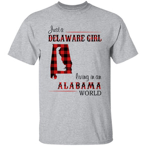 Just A Delaware Girl Living In An Alabama Girl T-shirt - T-shirt Born Live Plaid Red Teezalo