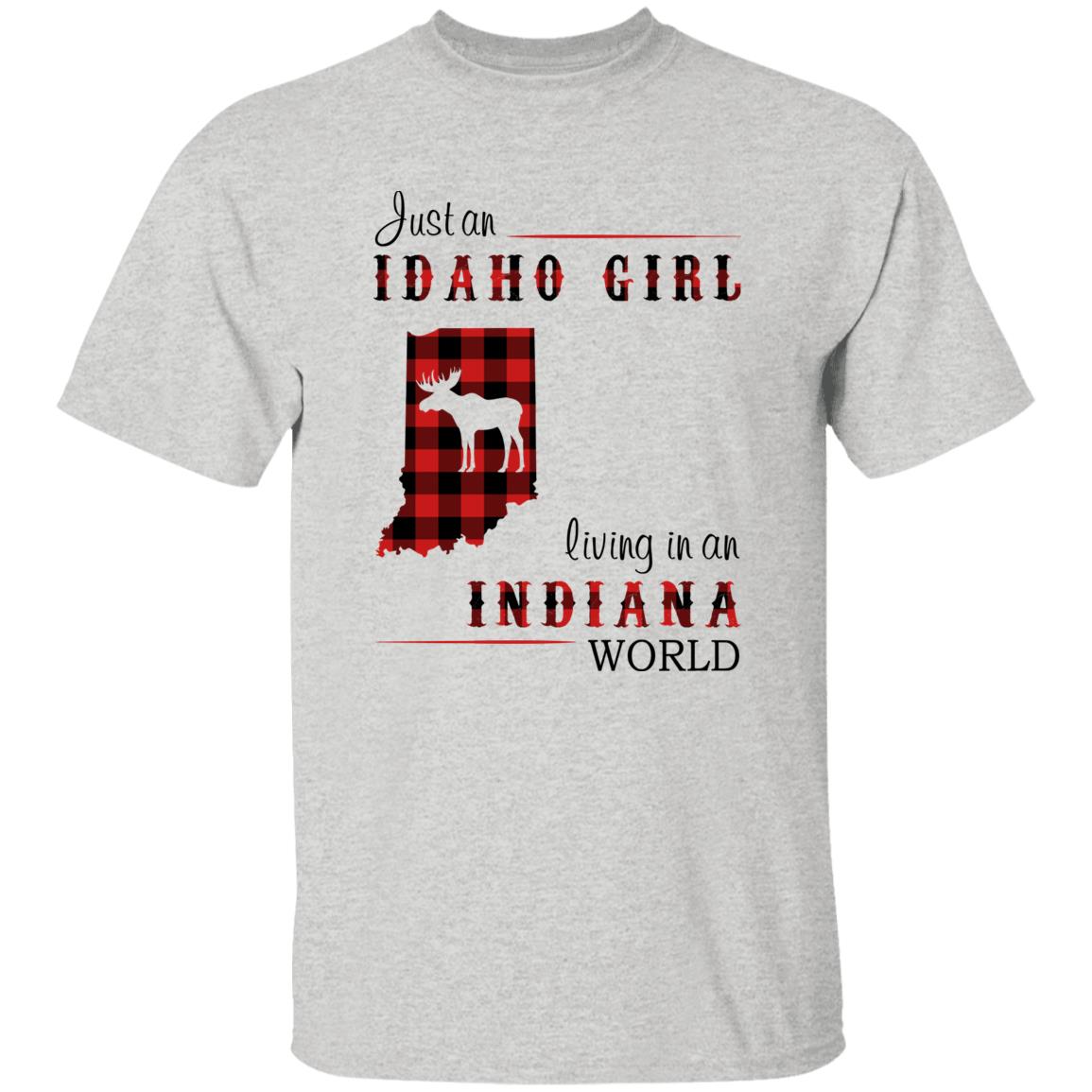 Just An Idaho Girl Living In An Indiana World T-shirt - T-shirt Born Live Plaid Red Teezalo