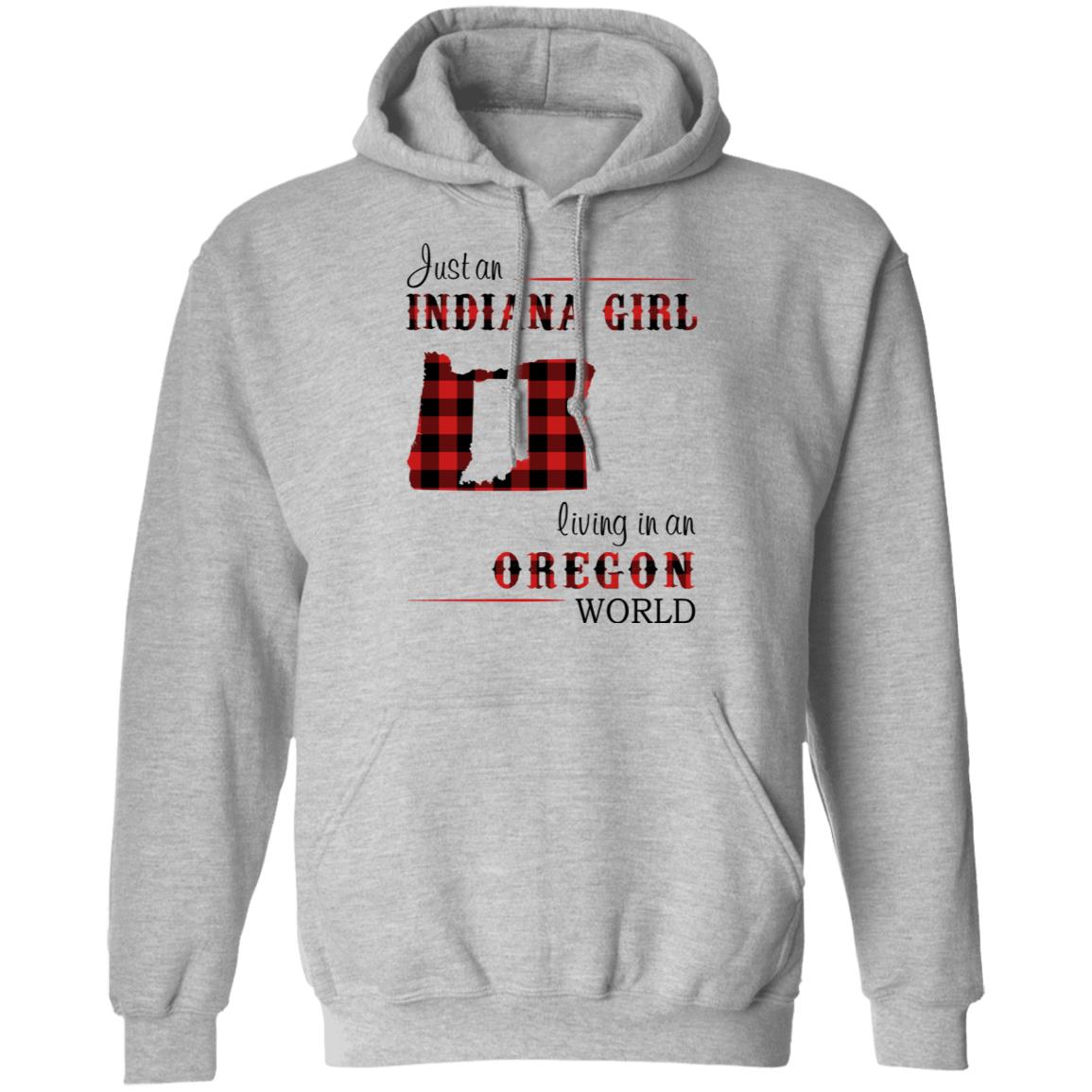 Just An Indiana Girl Living In An Oregon World T-Shirt - T-shirt Born Live Plaid Red Teezalo