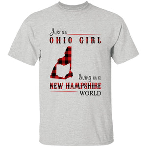 Just An Ohio Girl Living In A New Hampshire World T-shirt - T-shirt Born Live Plaid Red Teezalo