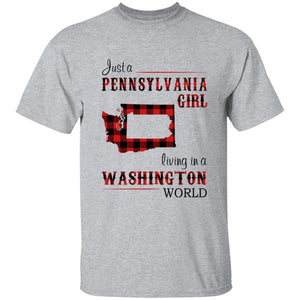 Just A Pennsylvania Girl Living In A Washington World T-shirt - T-shirt Born Live Plaid Red Teezalo