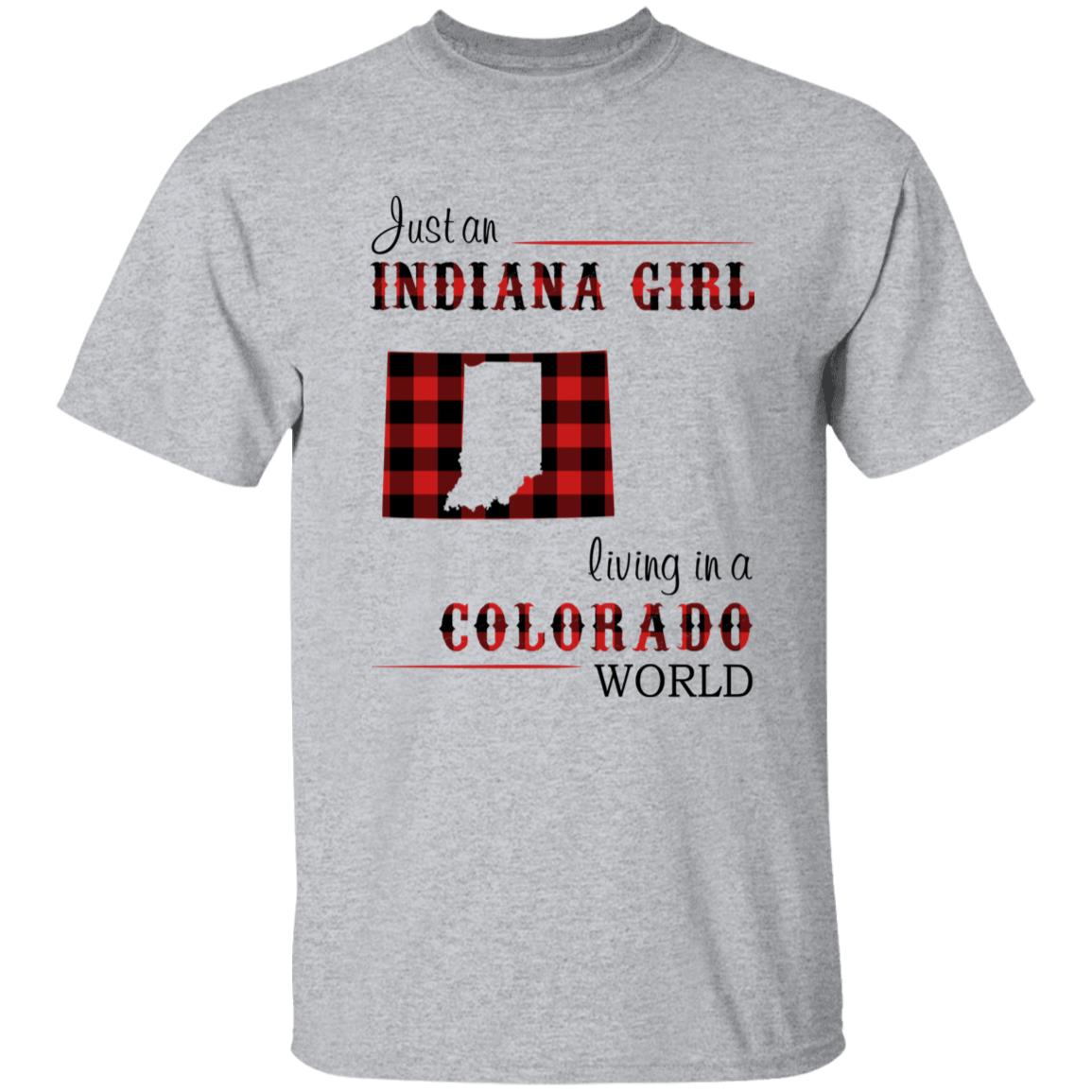 Just An Indiana Girl Living In A Colorado World T-shirt - T-shirt Born Live Plaid Red Teezalo