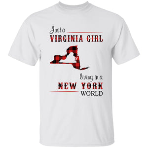Just A Virginia Girl Living In A New York World T-shirt - T-shirt Born Live Plaid Red Teezalo