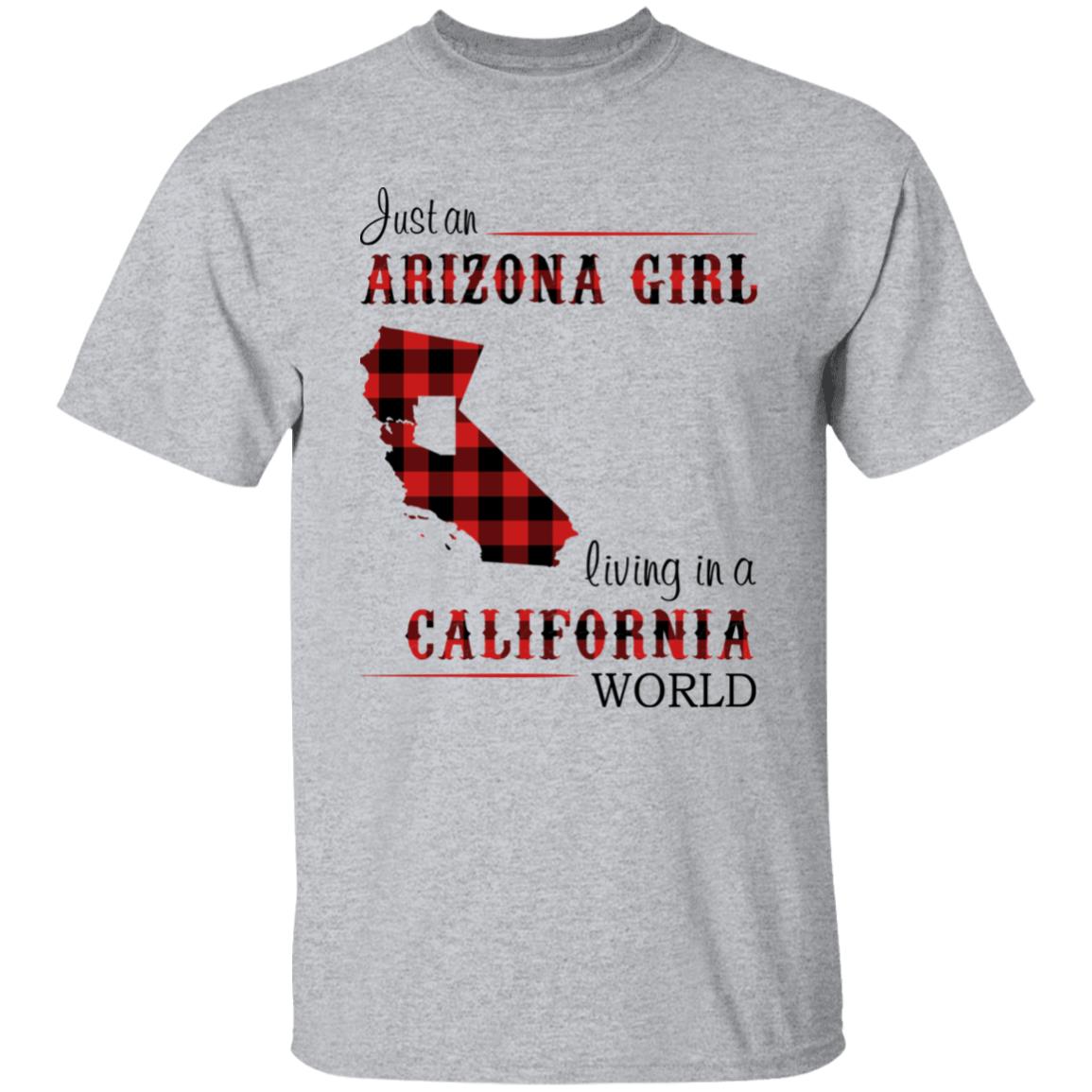 Just An Arizona Girl Living In A California World T-shirt - T-shirt Born Live Plaid Red Teezalo