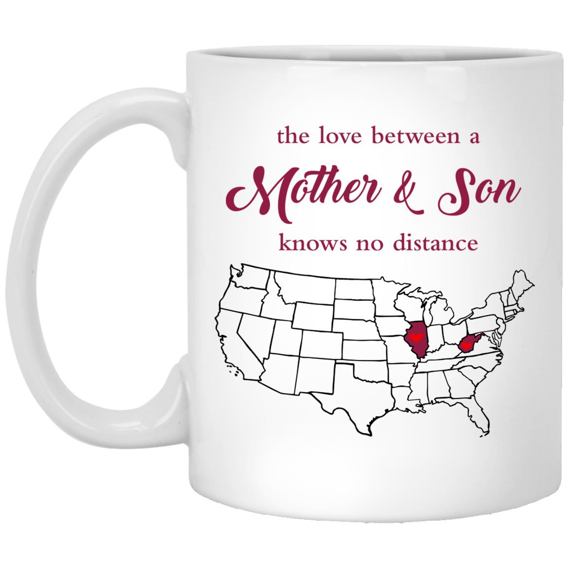 West Virginia Illinois The Love Between Mother And Son Mug - Mug Teezalo