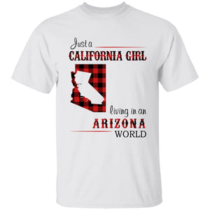 Just A California Girl Living In An Arizona World T-shirt - T-shirt Born Live Plaid Red Teezalo