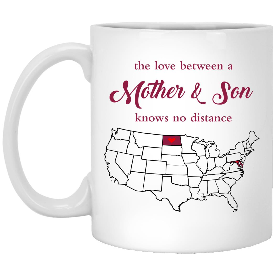 North Dakota Maryland The Love Between Mother And Son Mug - Mug Teezalo