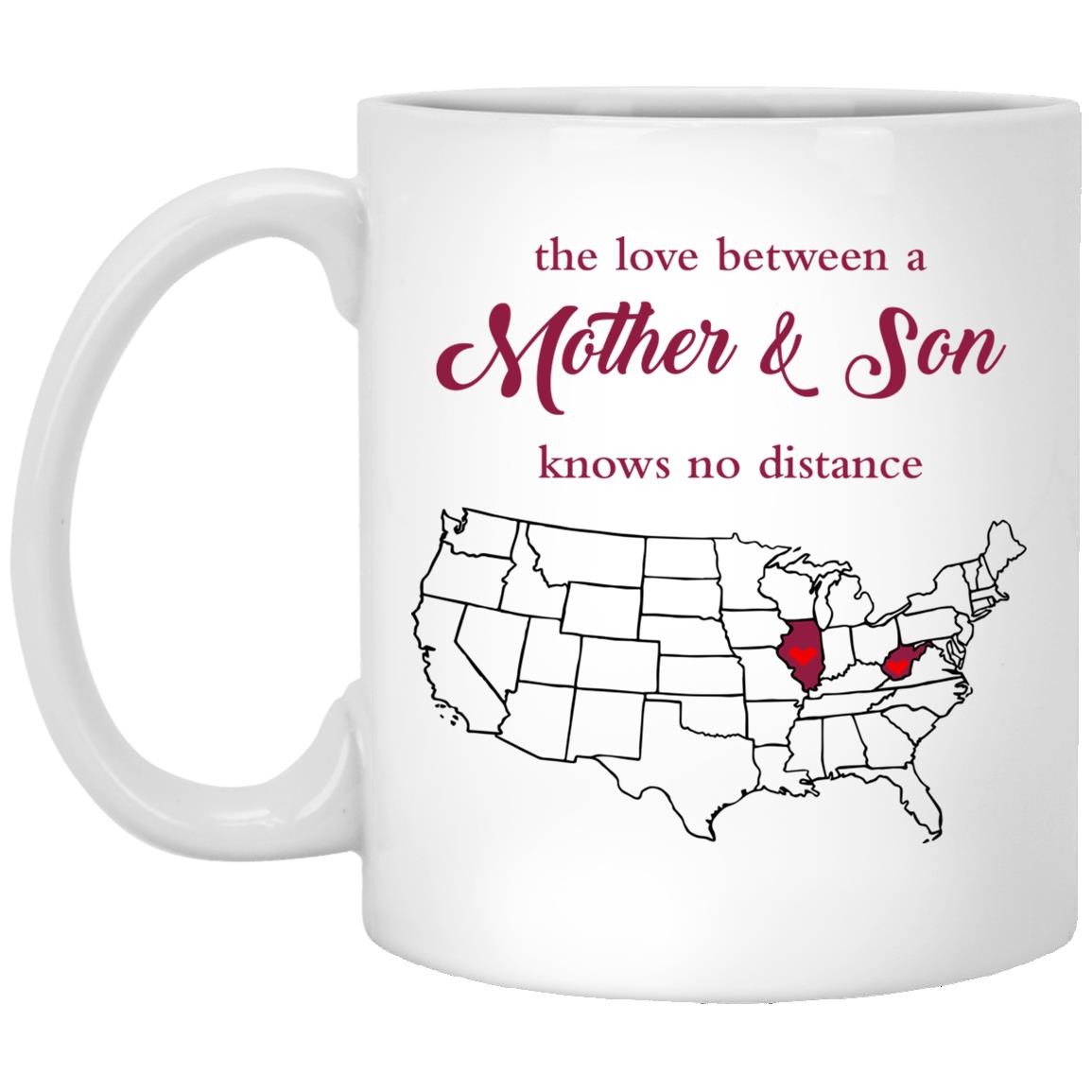 Illinois West Virginia The Love Between Mother And Son Mug - Mug Teezalo