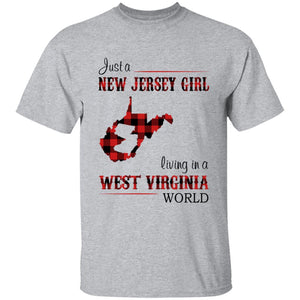 Just A New Jersey Girl Living In A West Virginia World T-shirt - T-shirt Born Live Plaid Red Teezalo
