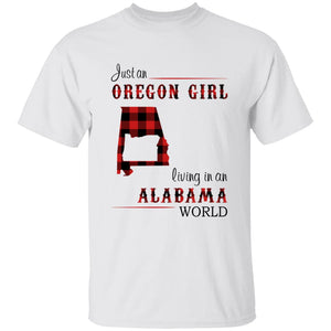 Just An Oregon Girl Living In An Alabama World T-shirt - T-shirt Born Live Plaid Red Teezalo