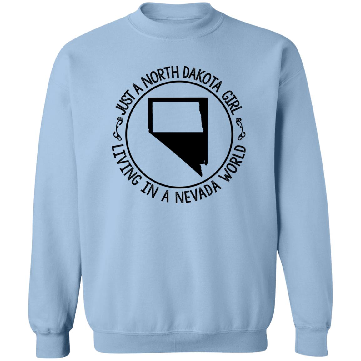 North Dakota Girl Living In Nevada World T Shirt - T-shirt Teezalo