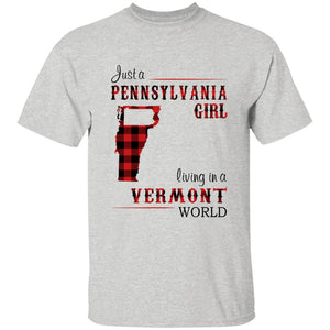 Just A Pennsylvania Girl Living In A Vermont World T-shirt - T-shirt Born Live Plaid Red Teezalo