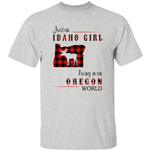 Just An Idaho Girl Living In An Oregon World T-shirt - T-shirt Born Live Plaid Red Teezalo