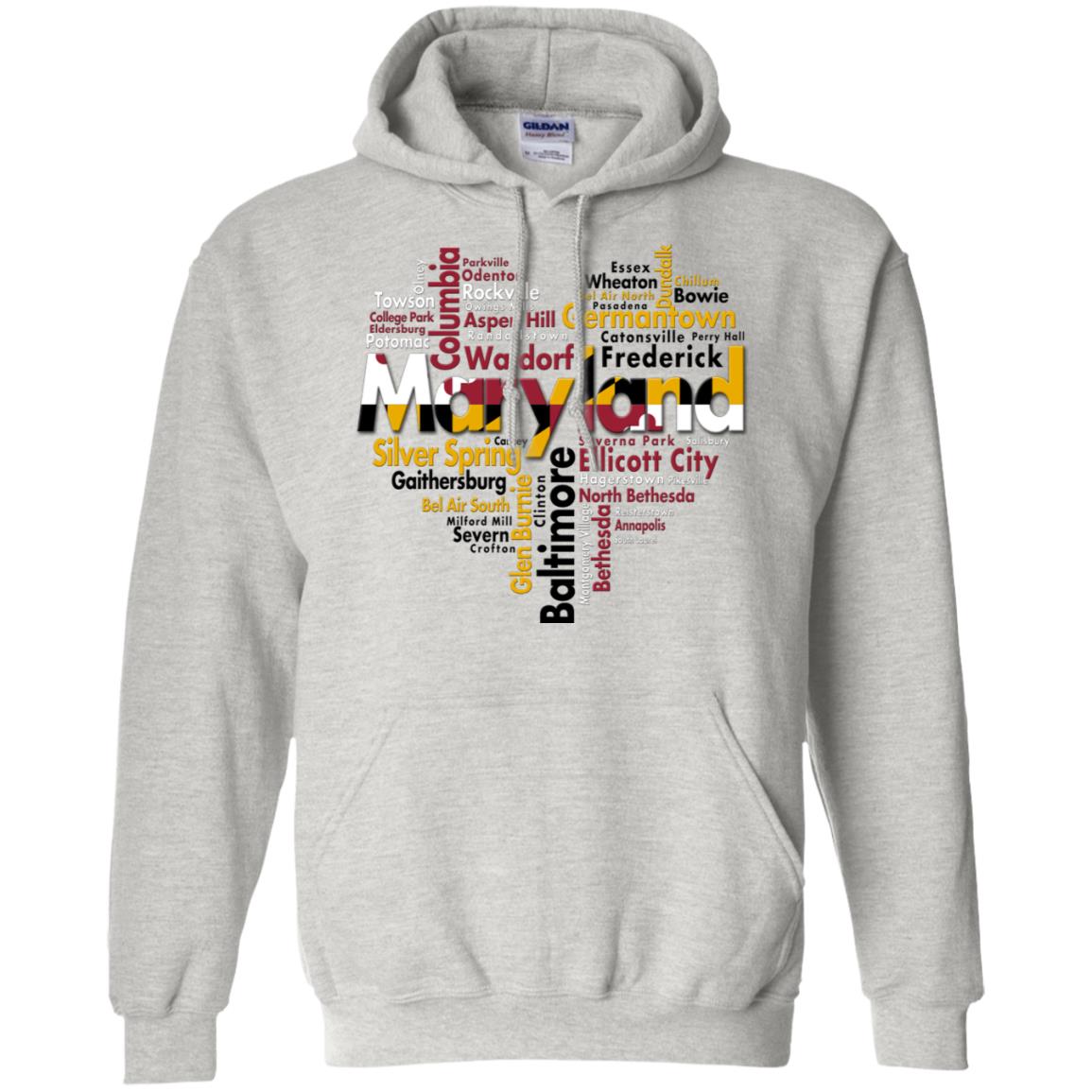 Maryland Cities Heart T-Shirt - T-shirt Teezalo