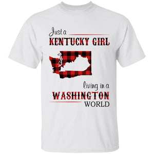 Just A Kentucky  Girl Living In A Washington World T-shirt - T-shirt Born Live Plaid Red Teezalo