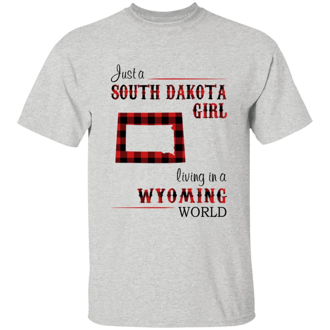 Just A South Dakota Girl Living In A Wyoming World T-shirt - T-shirt Born Live Plaid Red Teezalo