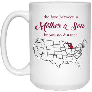 Connecticut Michigan The Love Between Mother And Son Mug - Mug Teezalo