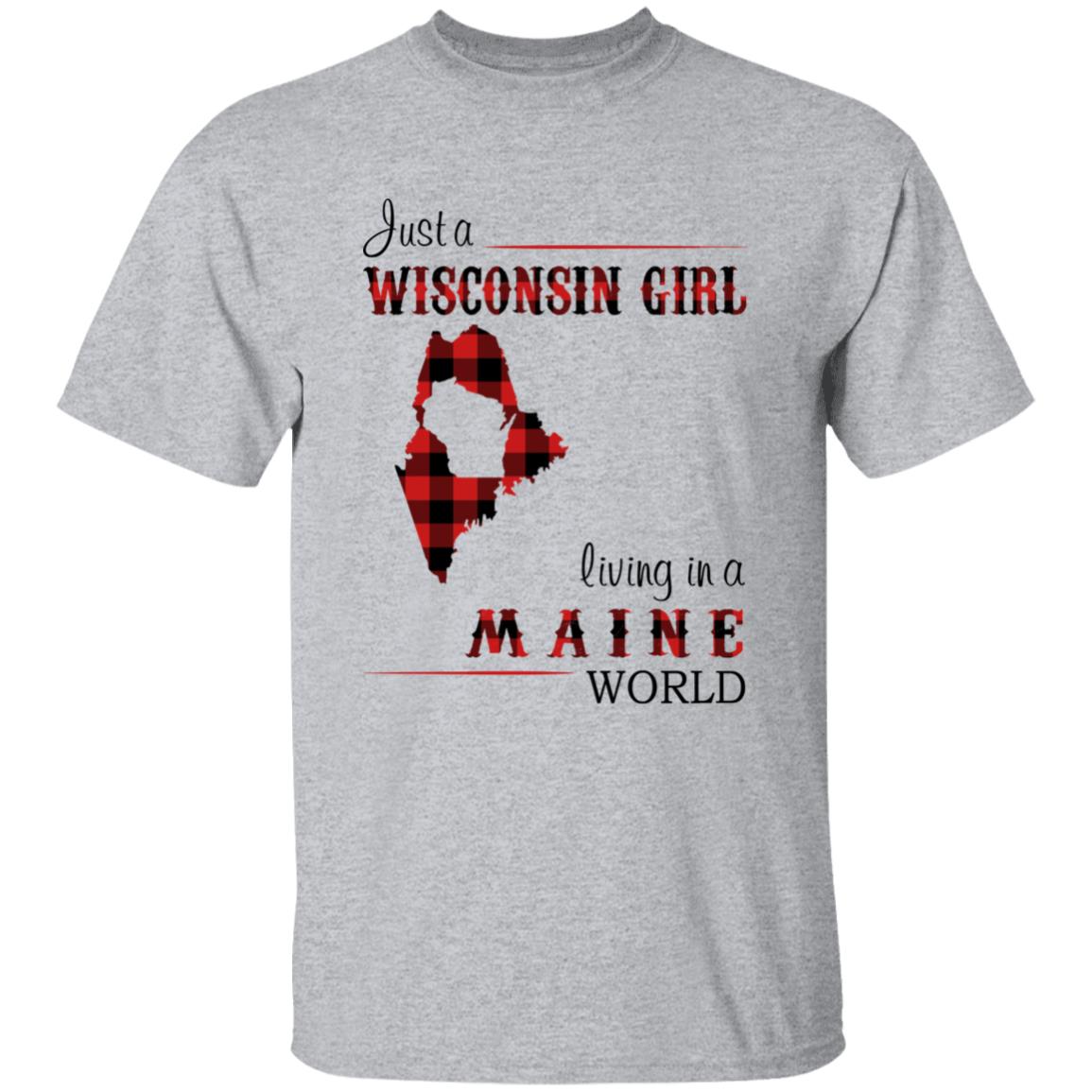 Just A Wisconsin Girl Living In A Maine World T-shirt - T-shirt Born Live Plaid Red Teezalo