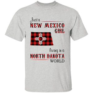 Just A New Mexico Girl Living In A North Dakota World T-shirt - T-shirt Born Live Plaid Red Teezalo