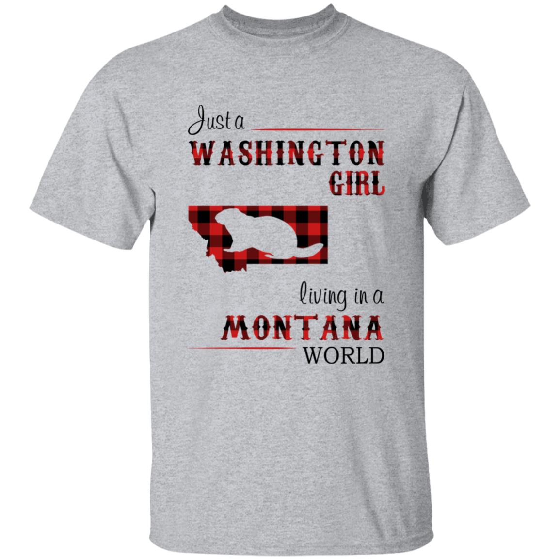 Just A Washington Girl Living In A Montana World T-shirt - T-shirt Born Live Plaid Red Teezalo