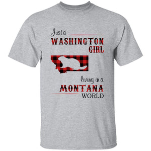 Just A Washington Girl Living In A Montana World T-shirt - T-shirt Born Live Plaid Red Teezalo