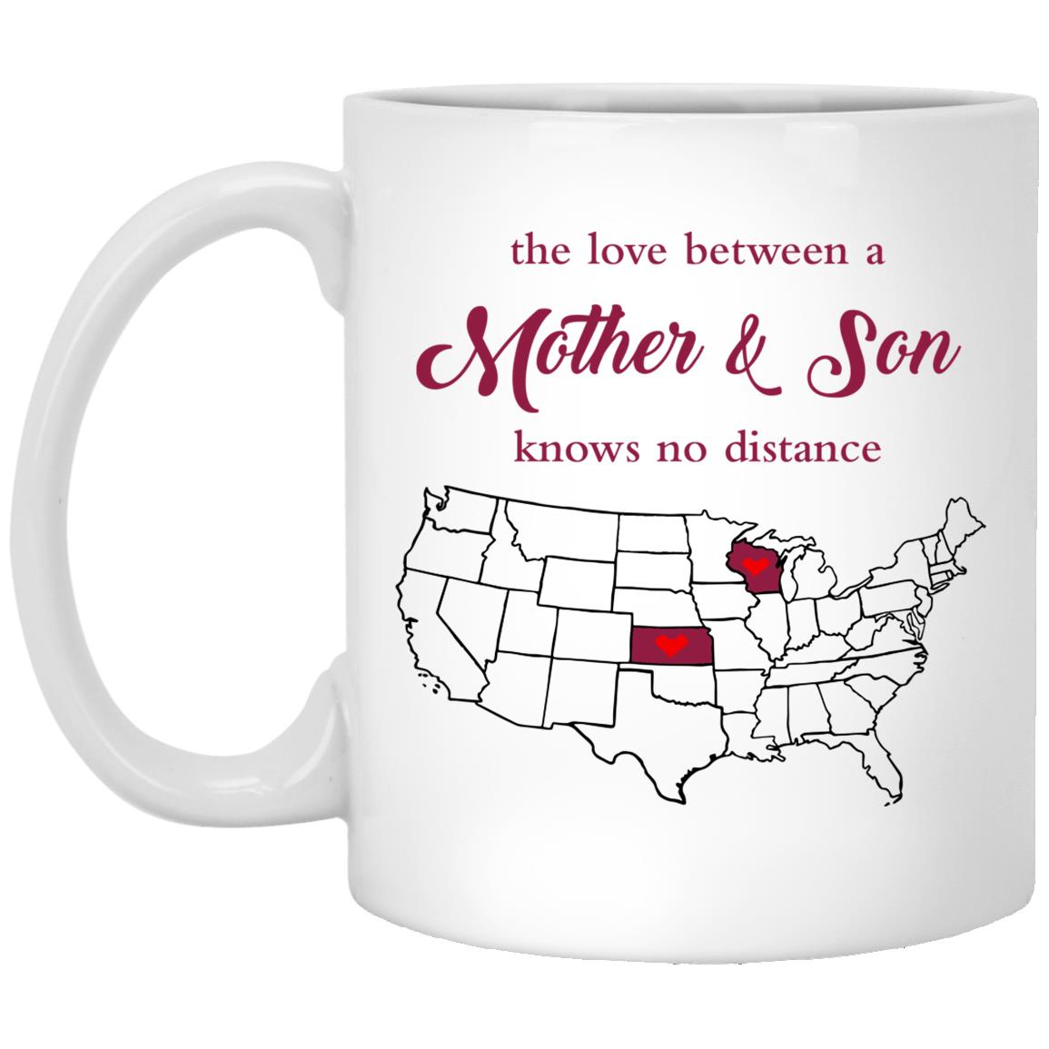 Wisconsin Kansas The Love Between Mother And Son Mug - Mug Teezalo