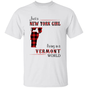 Just A New York Girl Living In A Vermont World T-shirt - T-shirt Born Live Plaid Red Teezalo