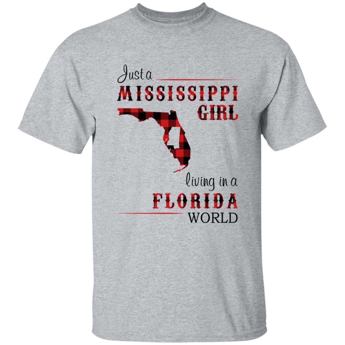 Just A Mississippi Girl Living In A Florida World T-shirt - T-shirt Born Live Plaid Red Teezalo