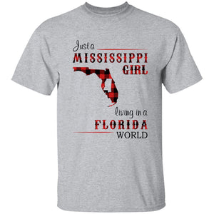 Just A Mississippi Girl Living In A Florida World T-shirt - T-shirt Born Live Plaid Red Teezalo