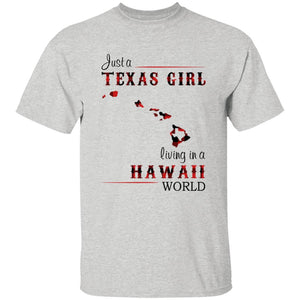Just A Texas Girl Living In A Hawaii World T-shirt - T-shirt Born Live Plaid Red Teezalo