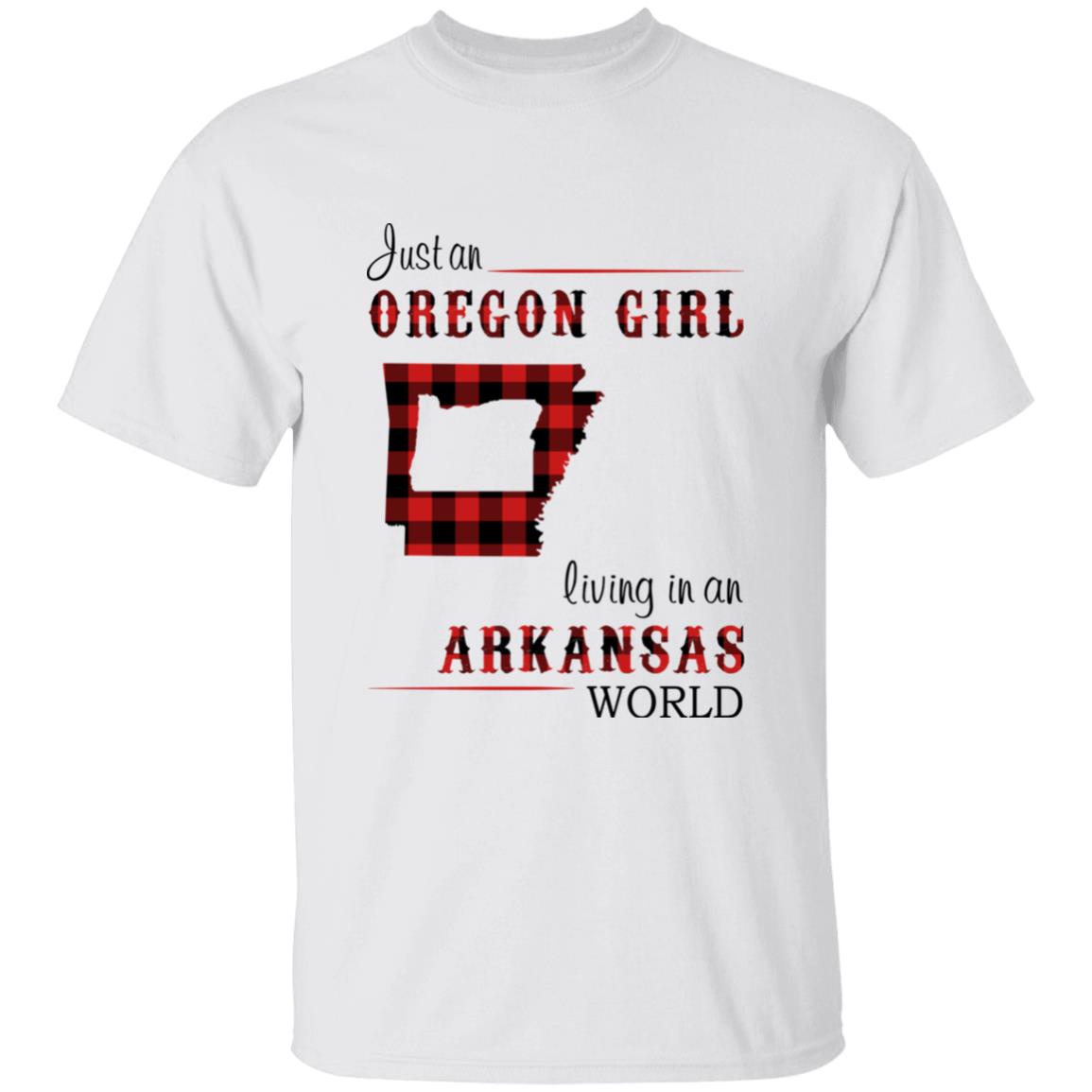 Just An Oregon Girl Living In An Arkansas World T-shirt - T-shirt Born Live Plaid Red Teezalo
