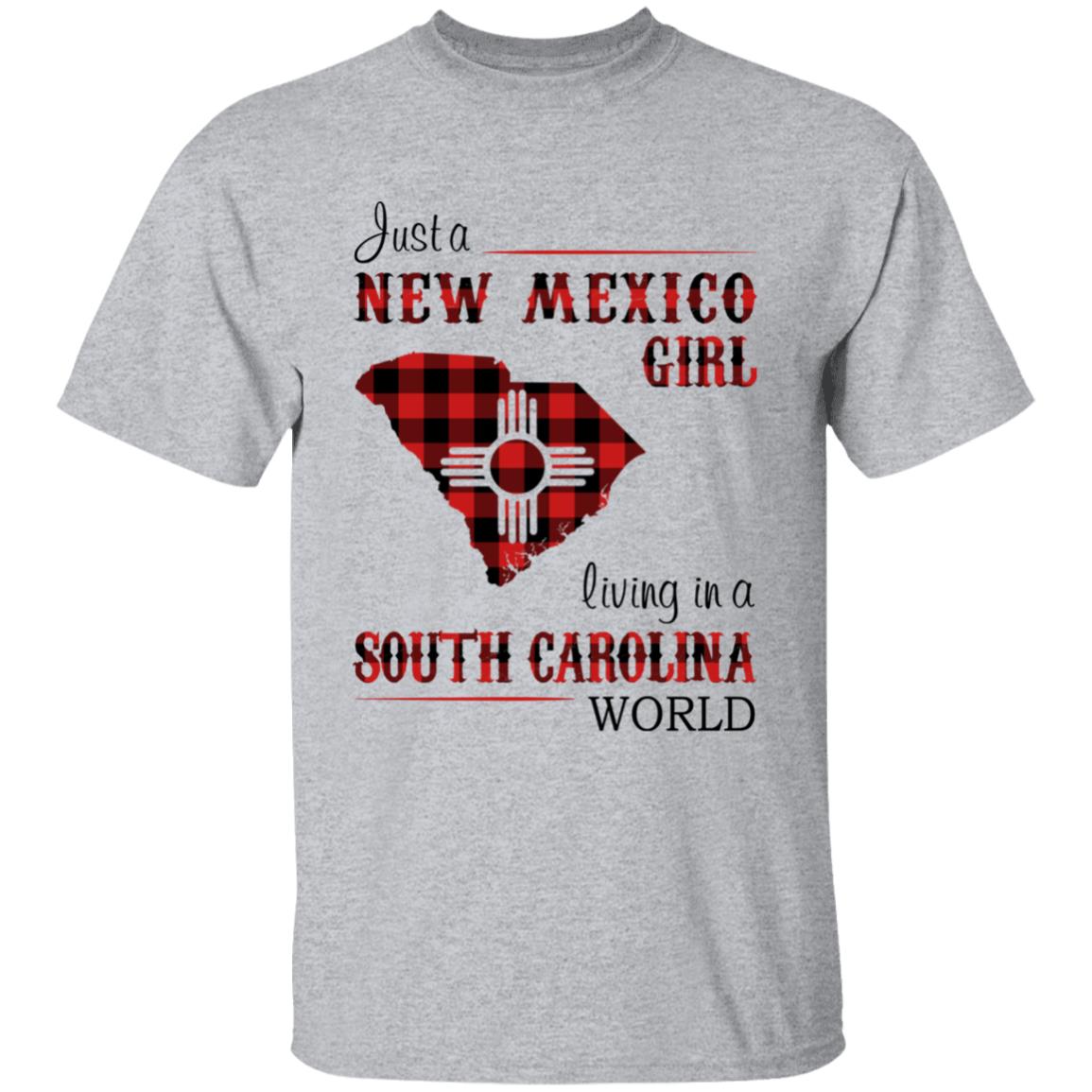 Just A New Mexico Girl Living In A South Carolina World T-shirt - T-shirt Born Live Plaid Red Teezalo