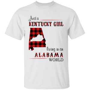 Just A Kentucky  Girl Living In An Alabama World T-shirt - T-shirt Born Live Plaid Red Teezalo