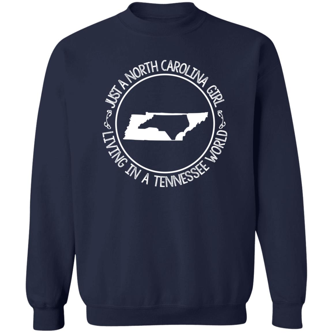North Carolina Girl Living In Tennessee World T- Shirt - T-shirt Teezalo