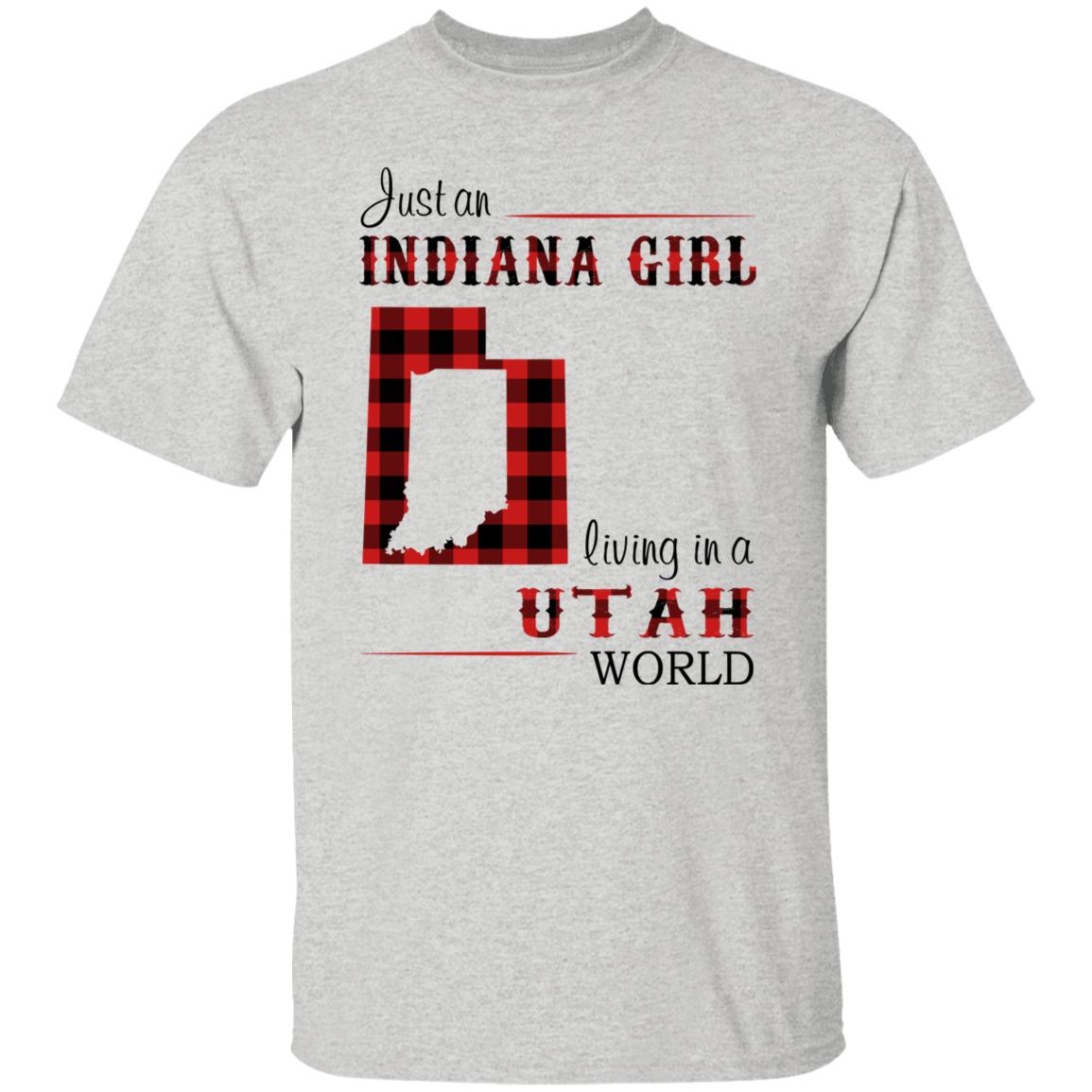 Just An Indiana Girl Living In A Utah World T-Shirt - T-shirt Born Live Plaid Red Teezalo
