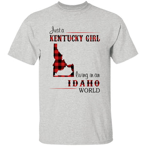 Just A Kentucky Girl Living In An Idaho World T-shirt - T-shirt Born Live Plaid Red Teezalo