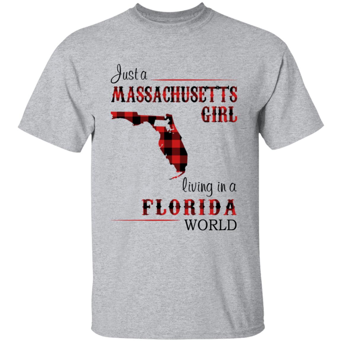 Just A Massachusetts Girl Living In A Florida World T-shirt - T-shirt Born Live Plaid Red Teezalo