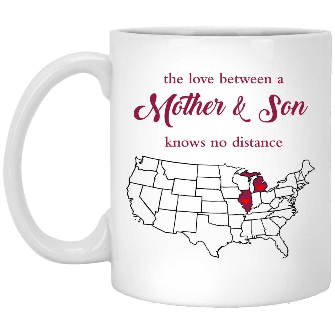 Illinois Michigan The Love Between Mother And Son Mug - Mug Teezalo