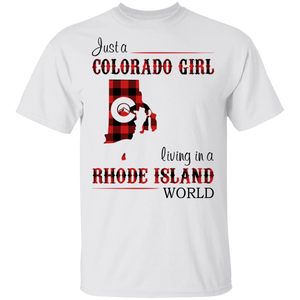 Just A Colorado Girl Living In A Rhode Island World T-shirt - T-shirt Born Live Plaid Red Teezalo