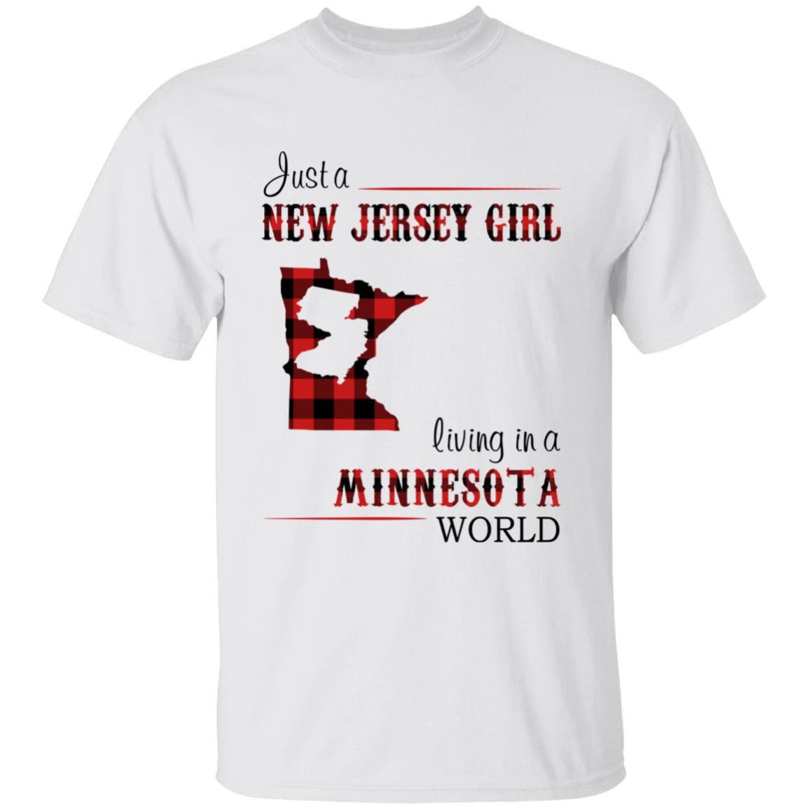 Just A New Jersey Girl Living In A Minnesota World T-shirt - T-shirt Born Live Plaid Red Teezalo