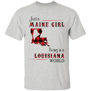 Just A Maine Girl Living In A Louisiana World T-shirt - T-shirt Born Live Plaid Red Teezalo