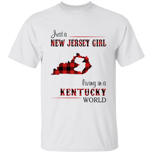 Just A New Jersey Girl Living In A Kentucky World T-shirt - T-shirt Born Live Plaid Red Teezalo