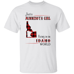 Just A Minnesota Girl Living In An Idaho World T-shirt - T-shirt Born Live Plaid Red Teezalo