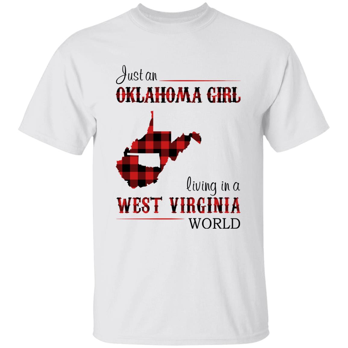 Just An Oklahoma Girl Living In A West Virginia World T-shirt - T-shirt Born Live Plaid Red Teezalo